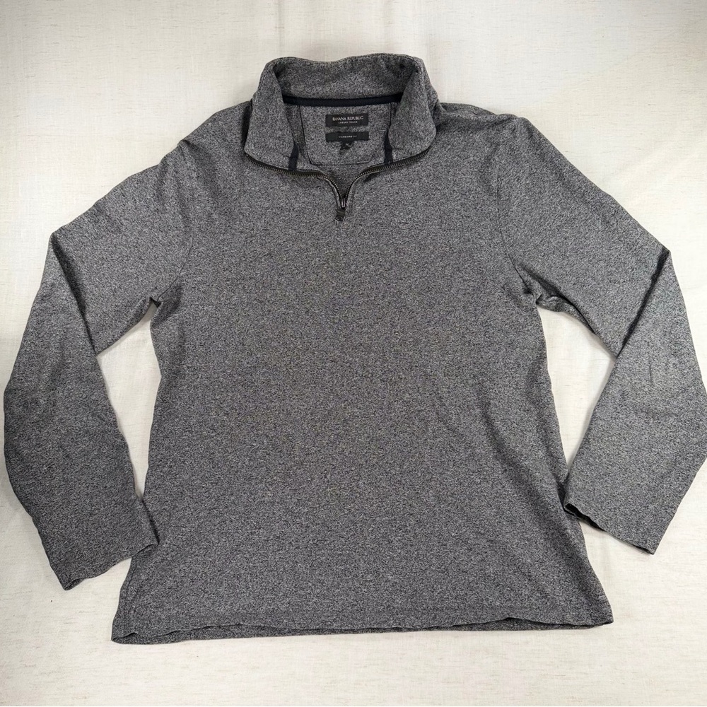 Banana Republic Luxury Touch Gray Heathered 1/4 Zip Pullover M